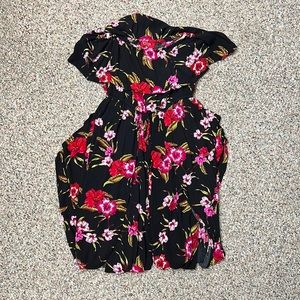 Guess strapless black and floral jumpsuit size small.